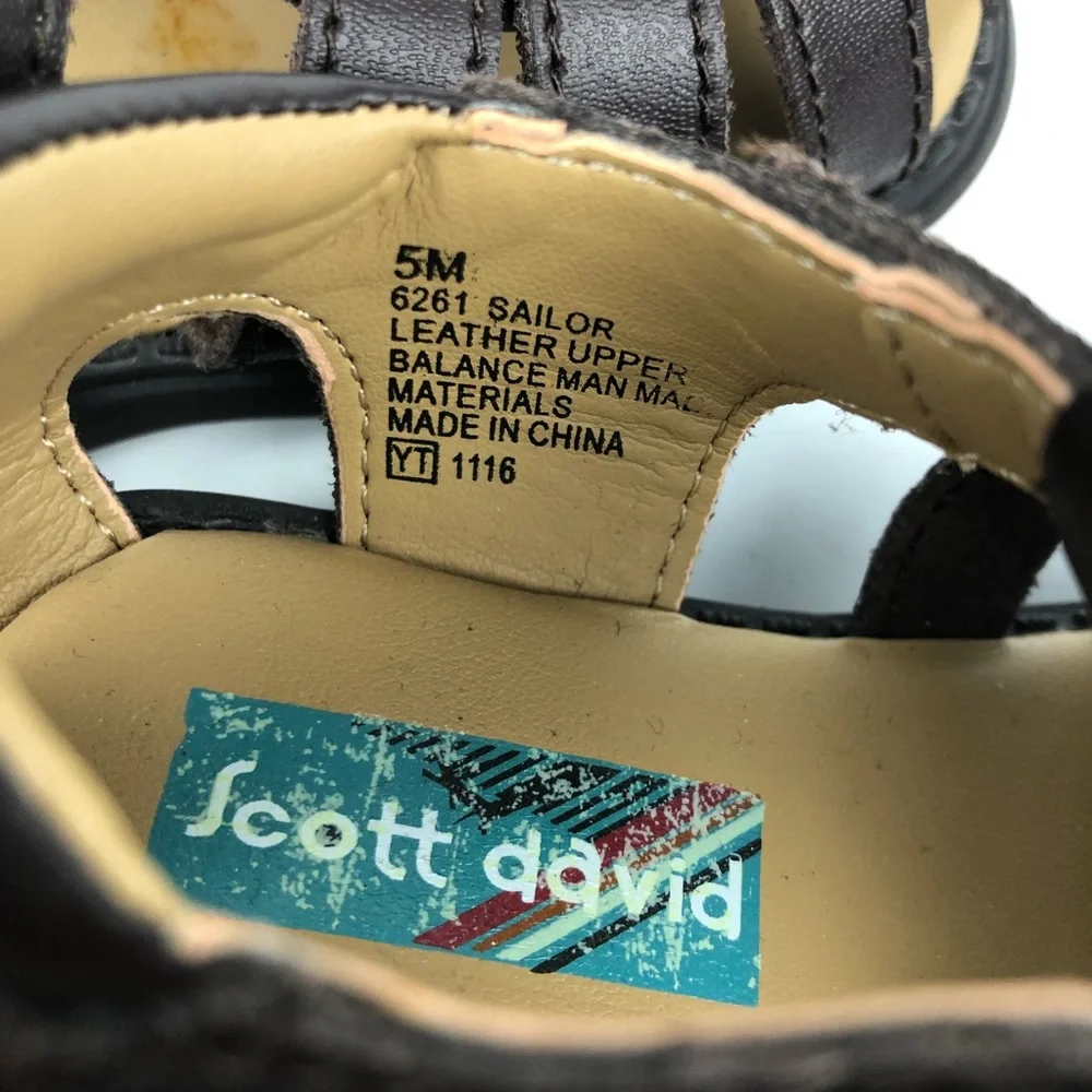 Scott David Brown Leather Fisherman Sandals Kids 5